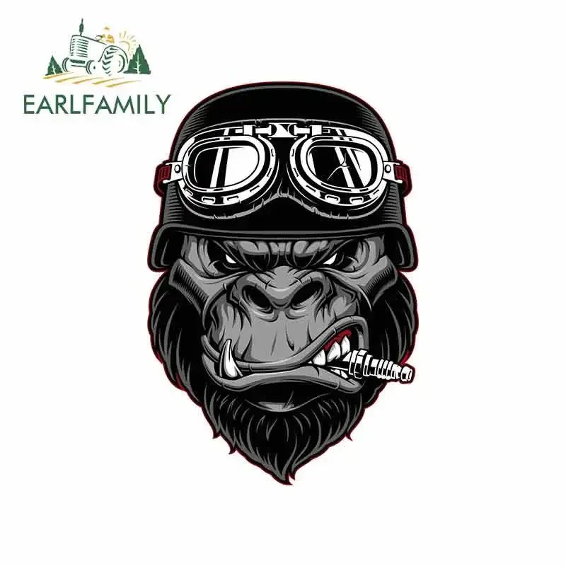 

EARLFAMILY 13 см x 8,7 см для Gorilla Biker, наклейки на автомобиль с героями мультфильмов, шлем, мотоцикл, солнцезащитный крем, винил JDM, бампер, багажник, грузовик, графика