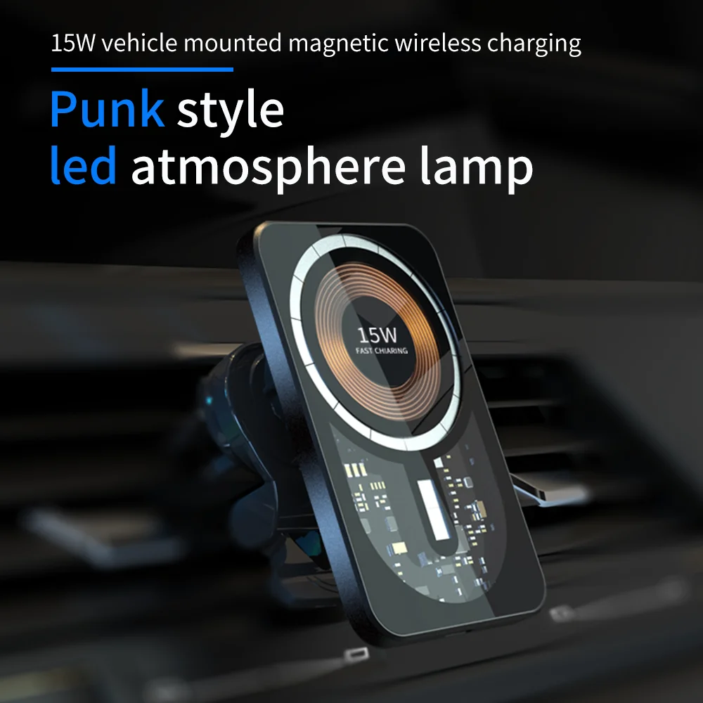 Magnetic Car Phone Holder Wireless Fast Charger in Car Air Vent Mount Stand for iPhone 12 13 14 Pro Max Qi Charging Bracket