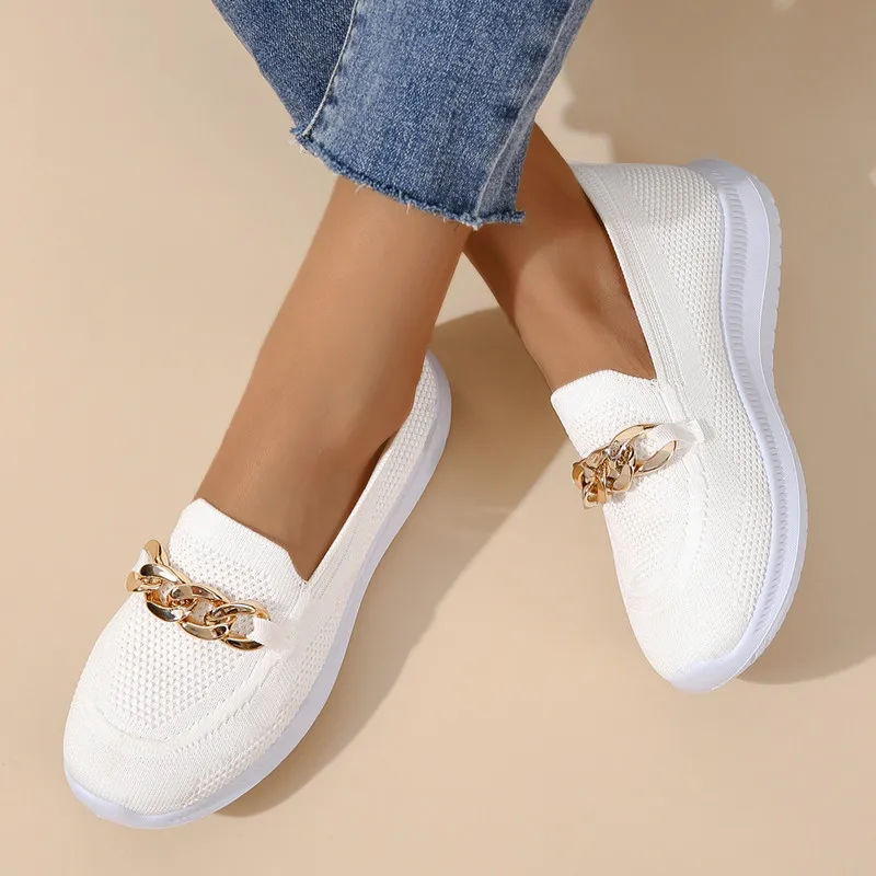 Купи Chain White Shoes Women Sneakers Fashion Solid Women Platform Flats Shoes Breathable Chunky Sneakers Comfortable Woman Shoes за 1,027 рублей в магазине AliExpress