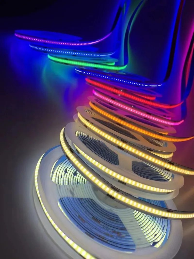 DC12V 24V COB Светодиодная лента 8 мм PCB 384 светодиода/M Гибкая светодиодная