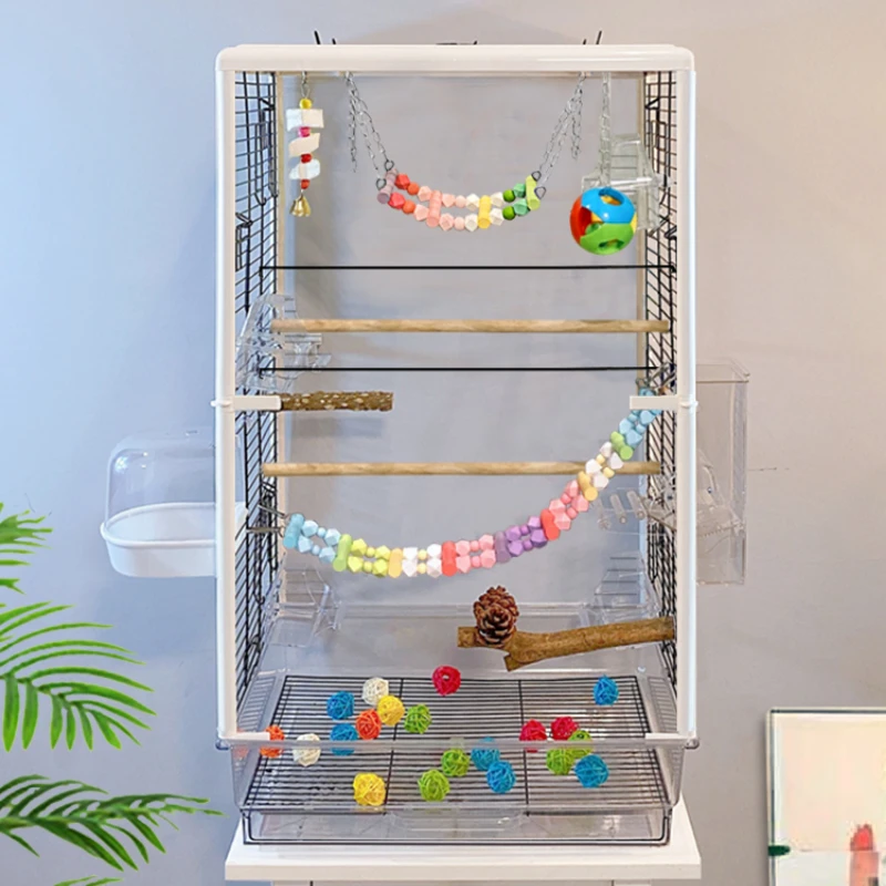 

Pigeon Budgie Bird Cages Feeder Outdoor Clear Plastic Parrot Stand Bird Cages Big Size Cage Pour Oiseaux Pet Products YY50BC