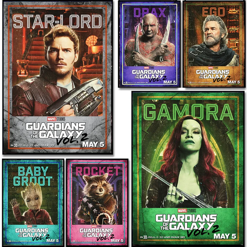 

Marvel Classic Movie Series Roles Canvas Painting Guardians of The Galaxy Posters and Prints Wall Pictures for Living Room Decor
