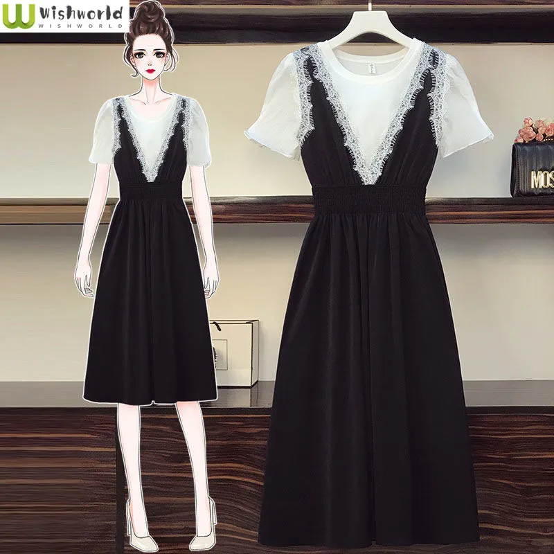 

2022 New Spring and Summer Korean Fashion Slim Two-piece Suit Women's Dress+long Skirts Suit Basic Outfits