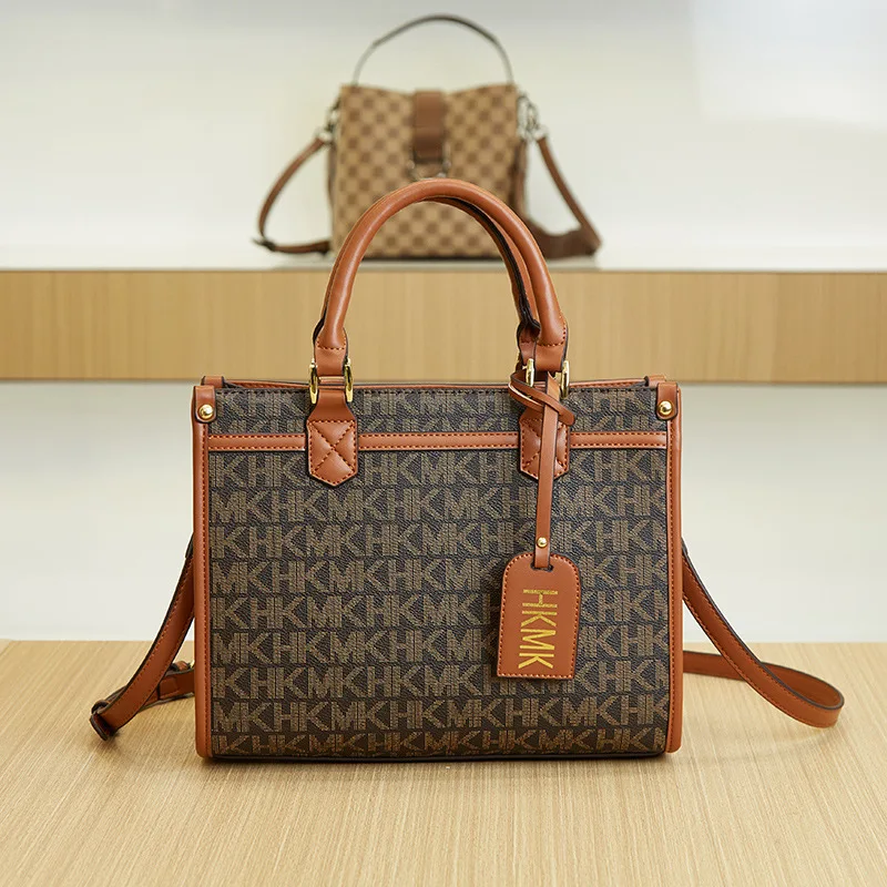 

Роскошные винтажные вместительные сумки-тоут с принтом HKMK, модные трендовые женские сумки через плечо, дизайнерские многофункциональные сумки через плечо