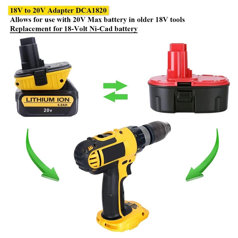 Адаптер для замены батареи DCA1820 аксессуары литиевой Dewalt DCB206 DC9098 DC9096 литий-ионный