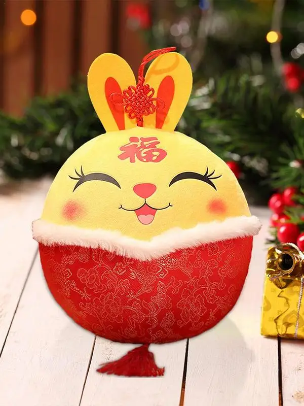 

2023 китайский новый год со знаками Зодиака, набивной кролик, китайский талисман, кролик, милая плюшевая игрушка, украшения для комнаты, для ве...
