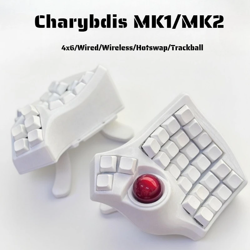 Фото Комплект раздельной клавиатуры Charybdis MK2 4x6: настраиваемая проводная/беспроводная механическая клавиатура с горячей заменой переключателей, подставка для рук/трекбол, игровой аксессуар №1