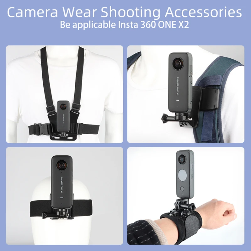 

Accessories Kit for Insta360 One X2/X/R Quick Release Head Mount+Backpack Clip+Chest Strap+Wristband Body Holder
