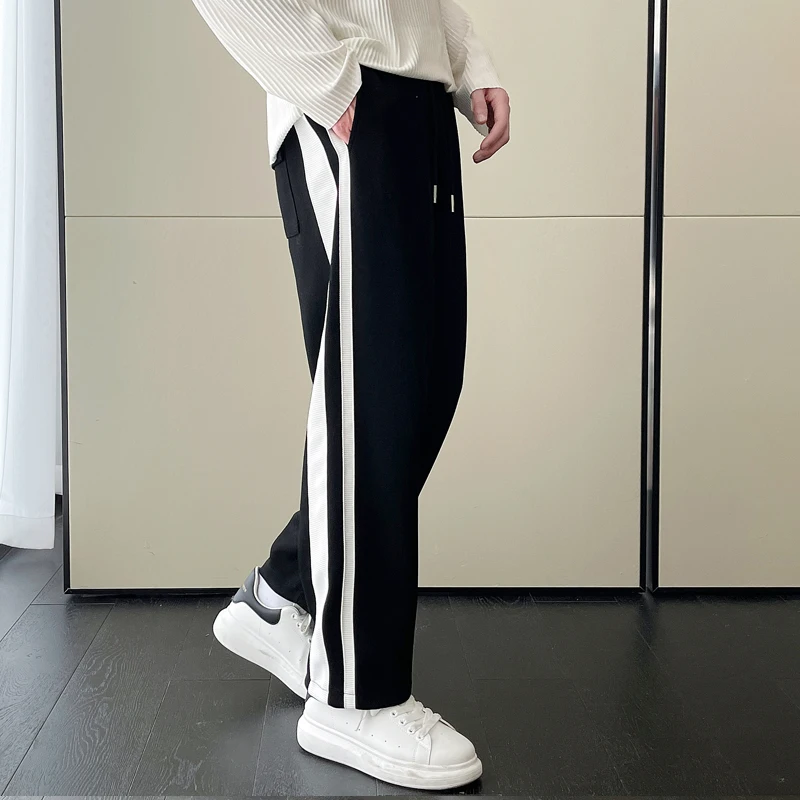 

Autumn And Winter New Straight-striped Loose-fitting Sports Casual Pants High-grade Wrinkle-resistant Damp Sanitary Daily Men