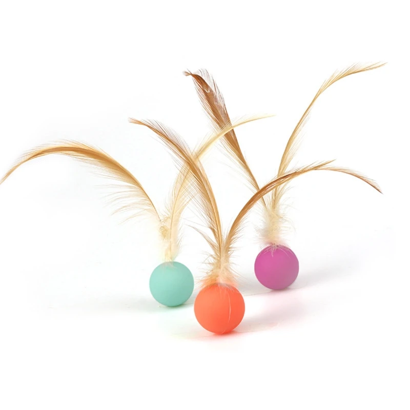 

Dog Toy Soft Feather Balls Rubber Ball Puppy Toys for Kitten Exercise