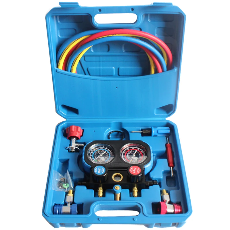 

Манометр Покка Нек с крючком для шланга переменного тока, набор манометра для автомобильного коллектора с коробкой R134a, манометр для коллек...