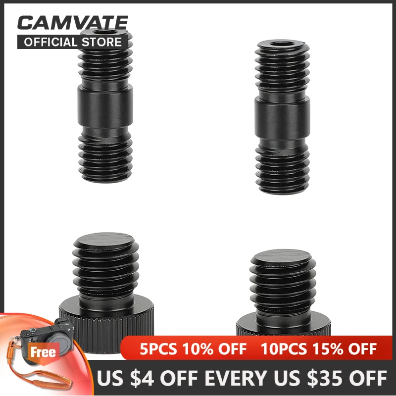 

CAMVATE 15mm Rod Plug Caps 1/4"-20 Female to M12 Male and M12 Thread Screw Connector Packs For DSLR Camera Cage Photography Rig