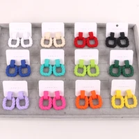 trendy korea twist square matte colorful drop earrings for women girls geometric dangle earrings jewelry brincos fashion gifts