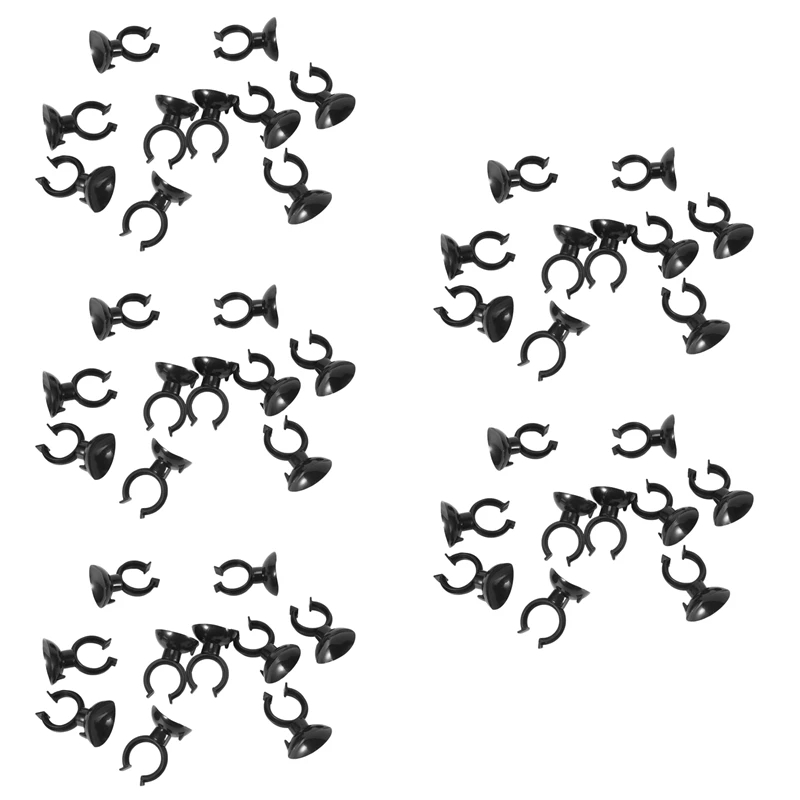

50 Pcs Black Suction Cup Holder 20mm Dia Tube Airline for Aquarium