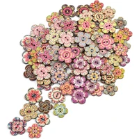 100pcs colorful flower buttons retro wooden buttons 2 holes sewing buttons for knitting scrapbooking diy crafting decoration