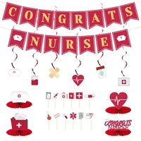 jollyboom nurses day party red congrats nurse banner nurse hat red cross heart cupcake topper hanging swirl honeycomb decoration