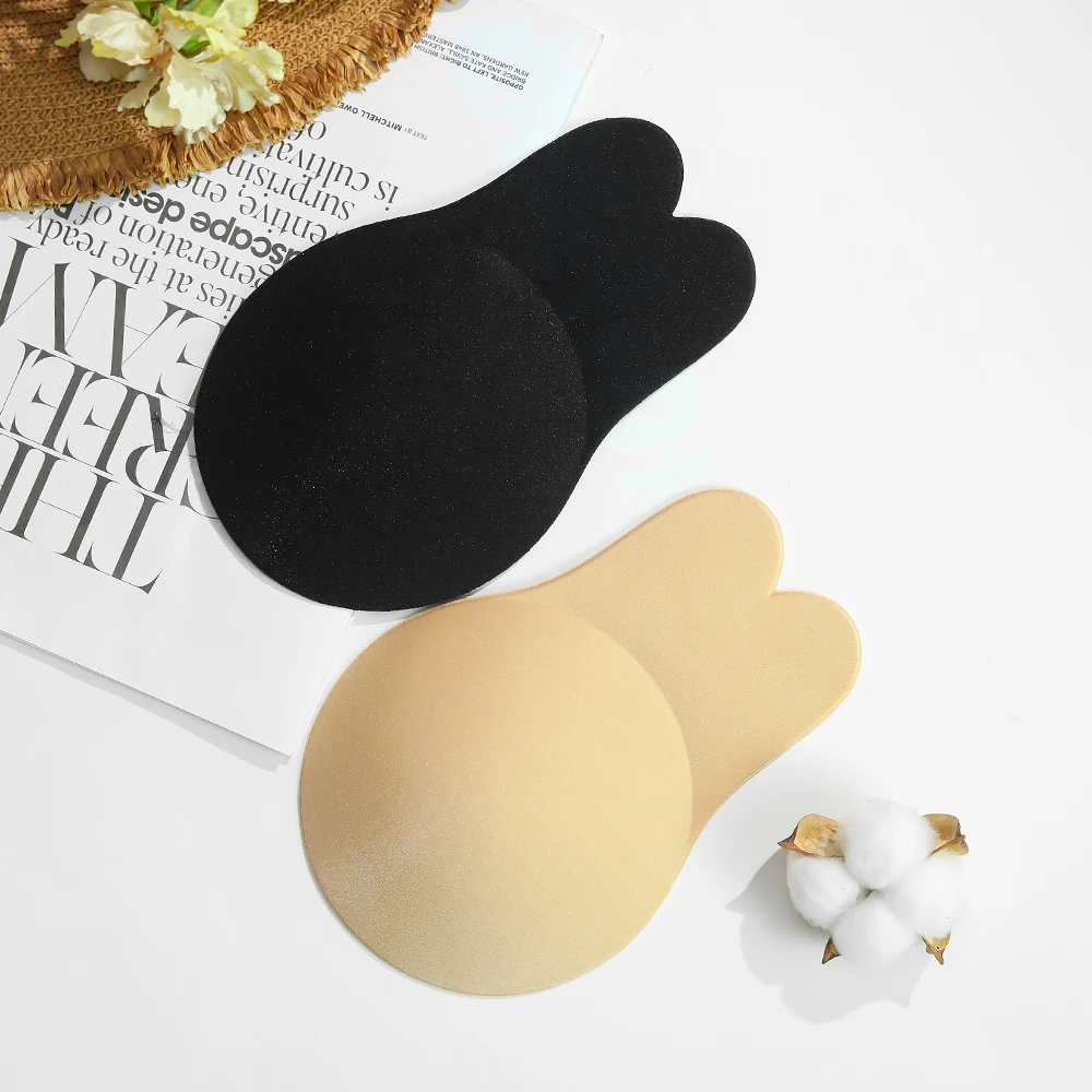 

Невидимый бюстгальтер для груди и ушей, пластырь без бретелек, пластырь с кроликом, Силиконовая накладка для груди, для подтяжки груди, с открытой спиной, многоразовый силиконовый клей