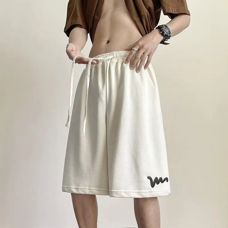 Летние однотонные мужские спортивные шорты, хлопковые Свободные повседневные брюки, уличная одежда, дышащие спортивные брюки унисекс до колена, спортивная одежда