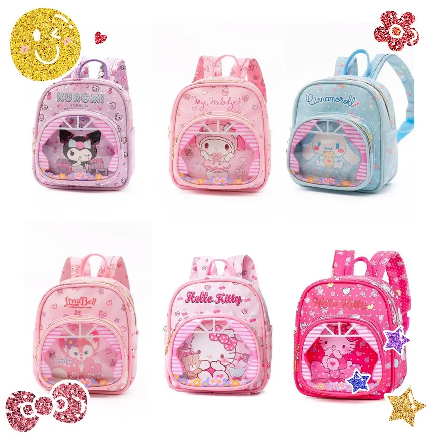 

Популярный Sanrio Cinnamoroll My Melody Kuromi Hello Kitty милый детский рюкзак аниме Kawaii мультфильм из искусственной кожи мини школьная сумка подарок
