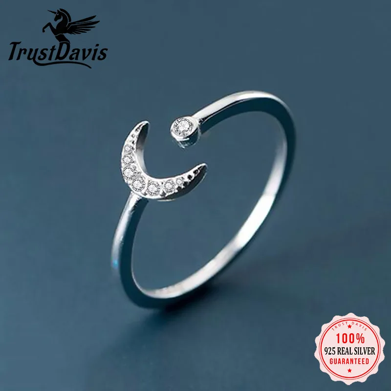 

Trustdavis натуральная 925 серебро модные милые Moon CZ Кольцо на палец для женщин, на свадьбу, День Святого Валентина, хорошее ювелирное изделие, DB434