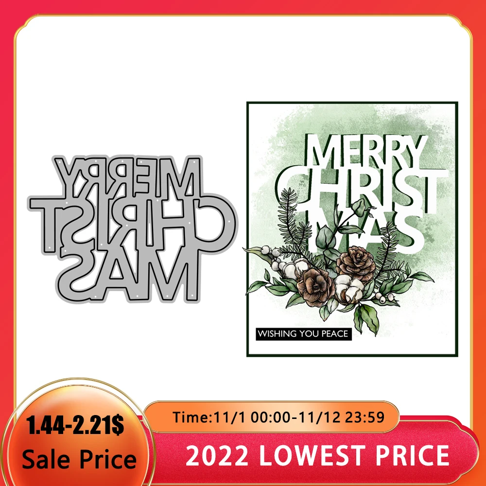 

MangoCraft Merry Christmas Cutting Dies Embossing DIY Scrapbooking Metal Cut Dies For Handmade Cards Decor 2022 Winter Xmas
