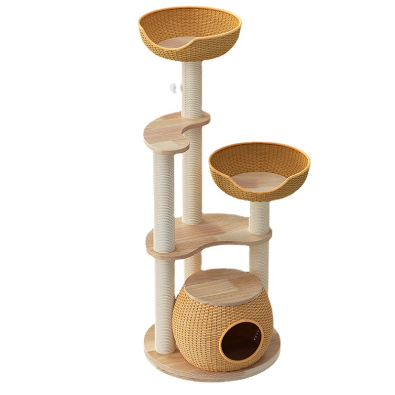 

Плетеная лоза для кошек, рама для лазания, гнездо для кошек, интегрированное дерево, сизаль, пенька, рама для кошек из массива дерева, маленький бытовой размер на лето