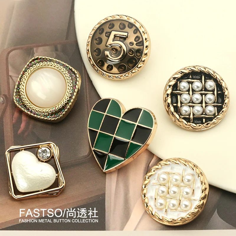 6 шт. Зимний бренд-декор "Сердце" роскошные ювелирные шитьевые золотые пуговицы материал аксессуар для шитья одежды пальто поставки своими руками.