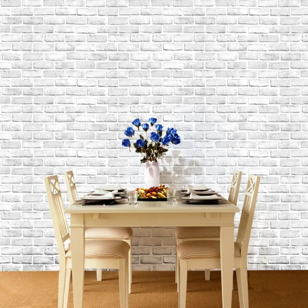 

45x100cm Home Decor 3D PVC Wood Grain Brick Stone wallpaper Rustic Effect Self-adhesive Sticker Room DIY Background