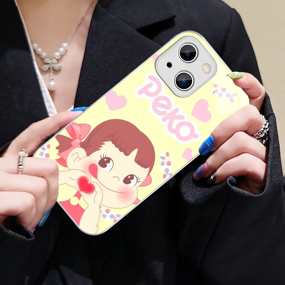 Чехол для телефона Fujiya Milky Peko-Chan из закаленного стекла iphone 14 13 12 11 Pro Mini XS MAX 14Plus X XR