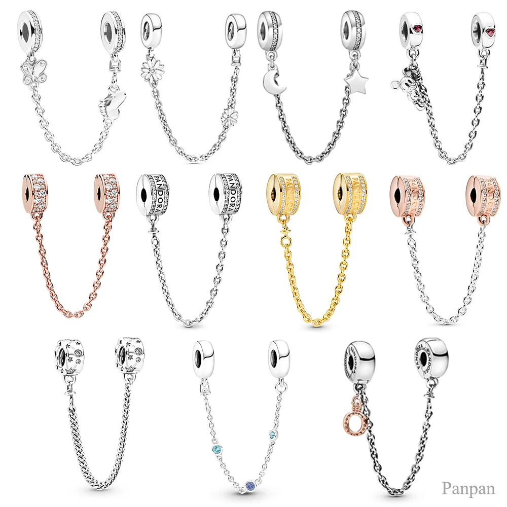 Pandora-Bracelets demi-lune et étoile en argent regardé 925 pour femme, bijoux exécutifs originaux, cadeau d'anniversaire, équipement de sécurité