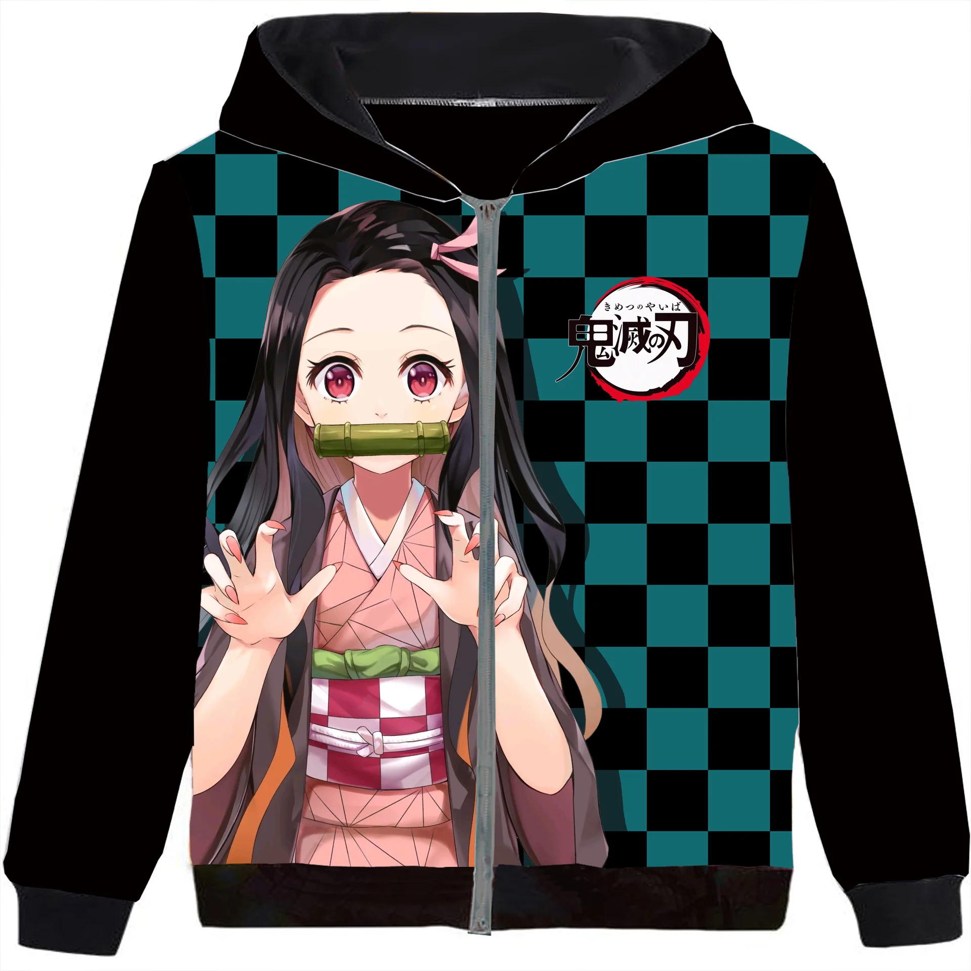 

2022 New Demon Slayer Peripheral Long Sleeve Anime Hoodies Two-Dimensional Kamado Nezuko Zip Hoodie Cardigan Winter Couple Tops