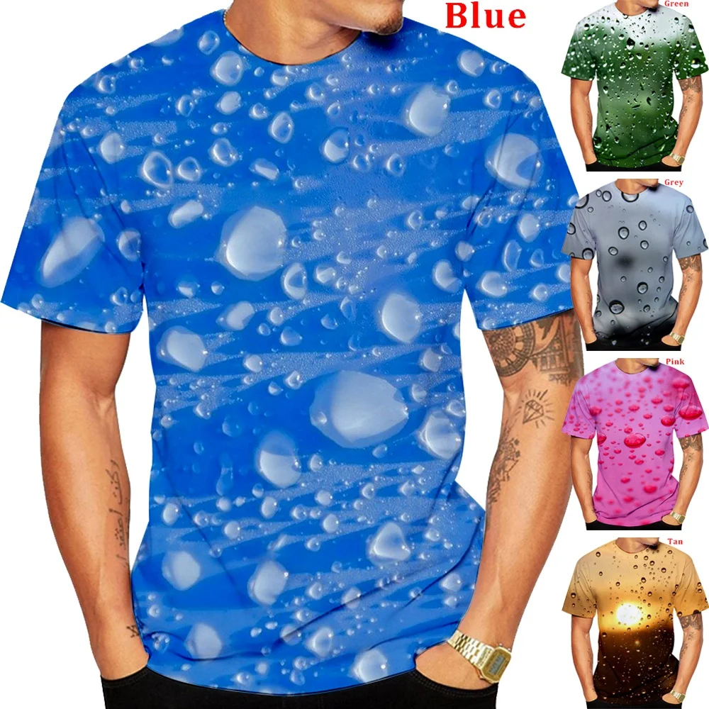 

Summer Men's Short Sleeve 3D Printing Raindrop Pattern T-shirt Men's Casual Short Sleeve T-Shirt