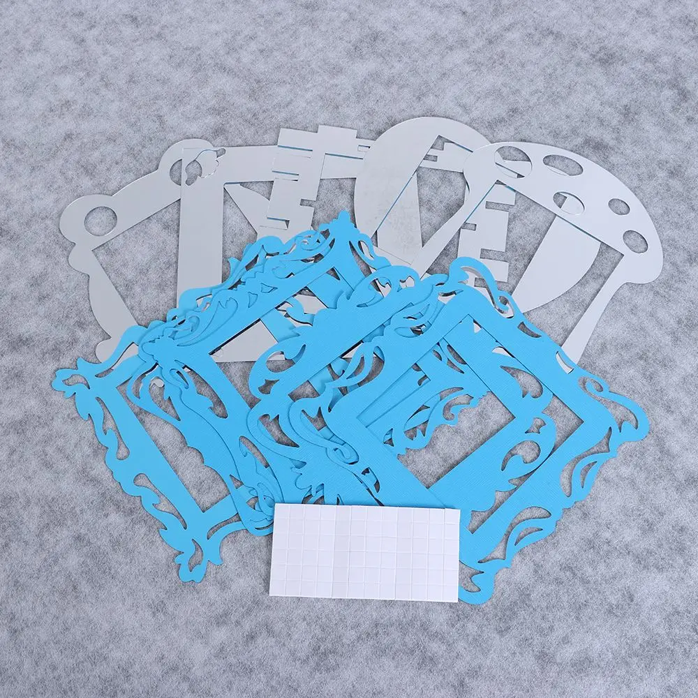 

4PCs for Friend Home Decor Gift Flower Pattern Switch Sticker Wall Sticker Silver Mirror Switch Decals