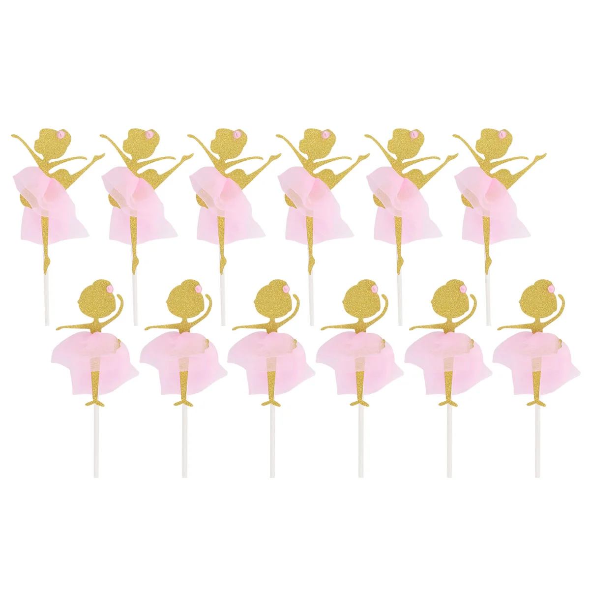 

12 PCS Wedding Decor For Birthday Cake Decorating Dancing Girl Birthday Cupcake Topper Beautiful Decor Flag
