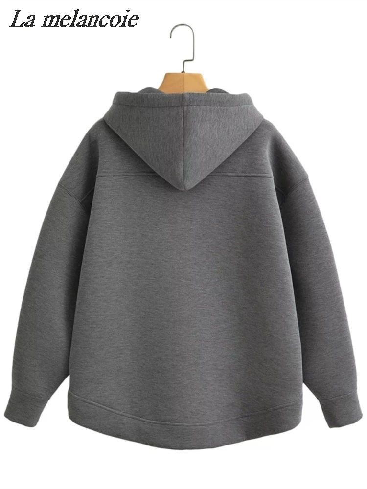 Толстовка Женская на молнии Осень-зима 2024 Повседневная Оверсайз с двойными