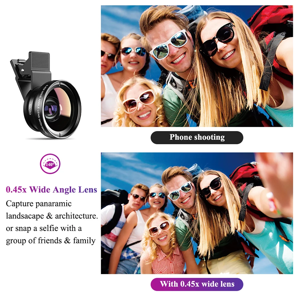 Объектив APEXEL 2 в 1 HD для телефона, 0,45x суперширокоугольный и 12,5x  макрообъектив портативный для мобильного телефона iPhone 11 Xiaomi Samsung  | AliExpress