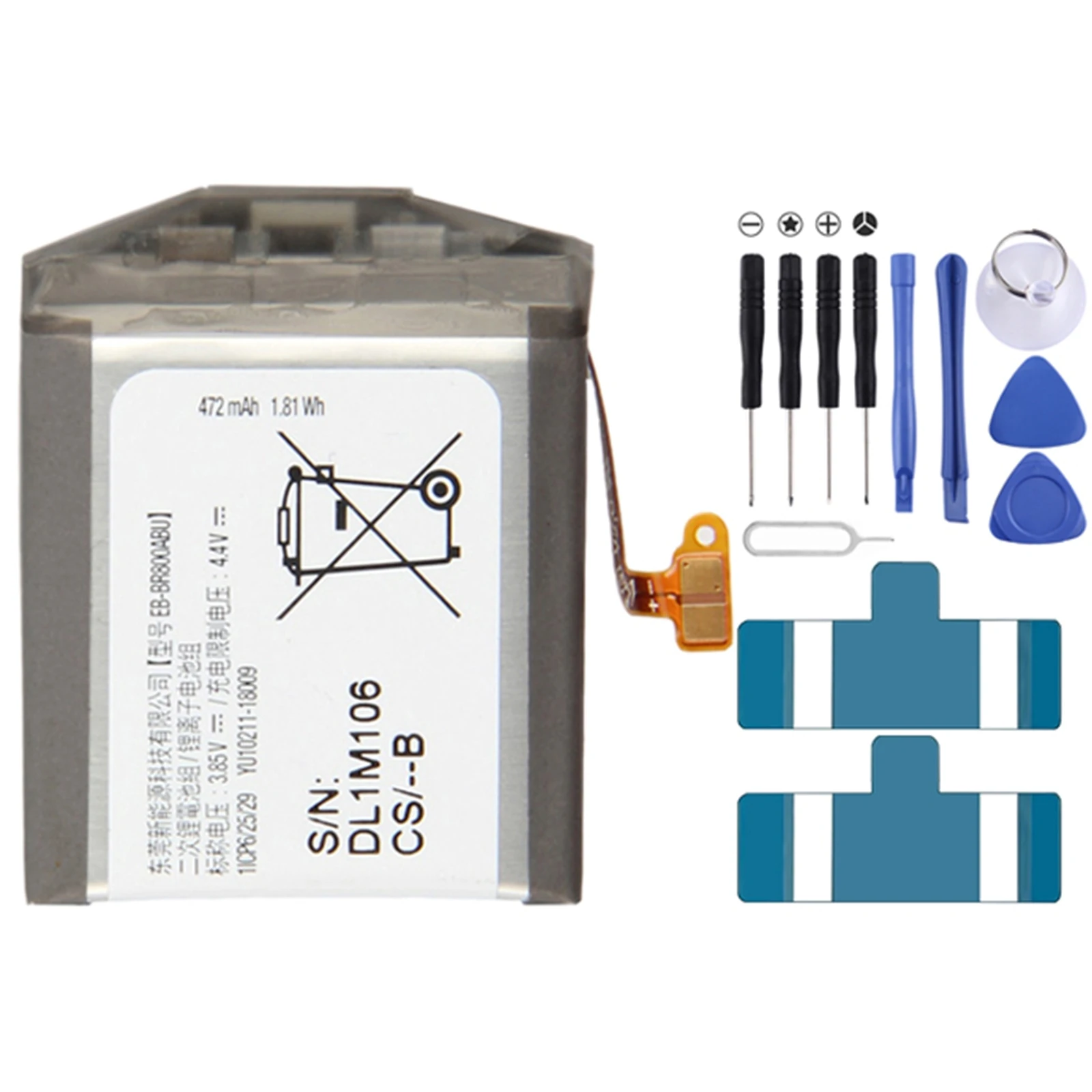472mAh EB-BR800ABU Li-Polymer Battery Replacement For Samsung Gear S4 46MM SM-R800 SM-R810 SM-R805