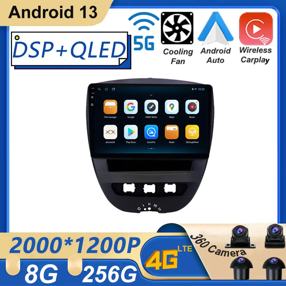 

10.2 Inch For Peugeot 107 For Toyota Aygo 2005 - 2014 Android 13 Car Radio Multimedia Video Player Navigation Stereo GPS No 2din