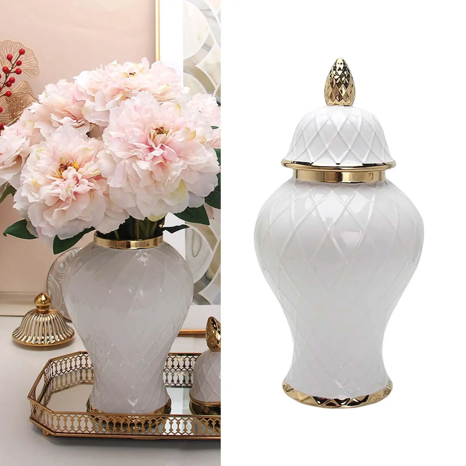 

Classical Ceramic Ginger Jar Bud Vase Porcelain Jar Decorative Jars Table Centerpiece for Restaurant Desktop Collection