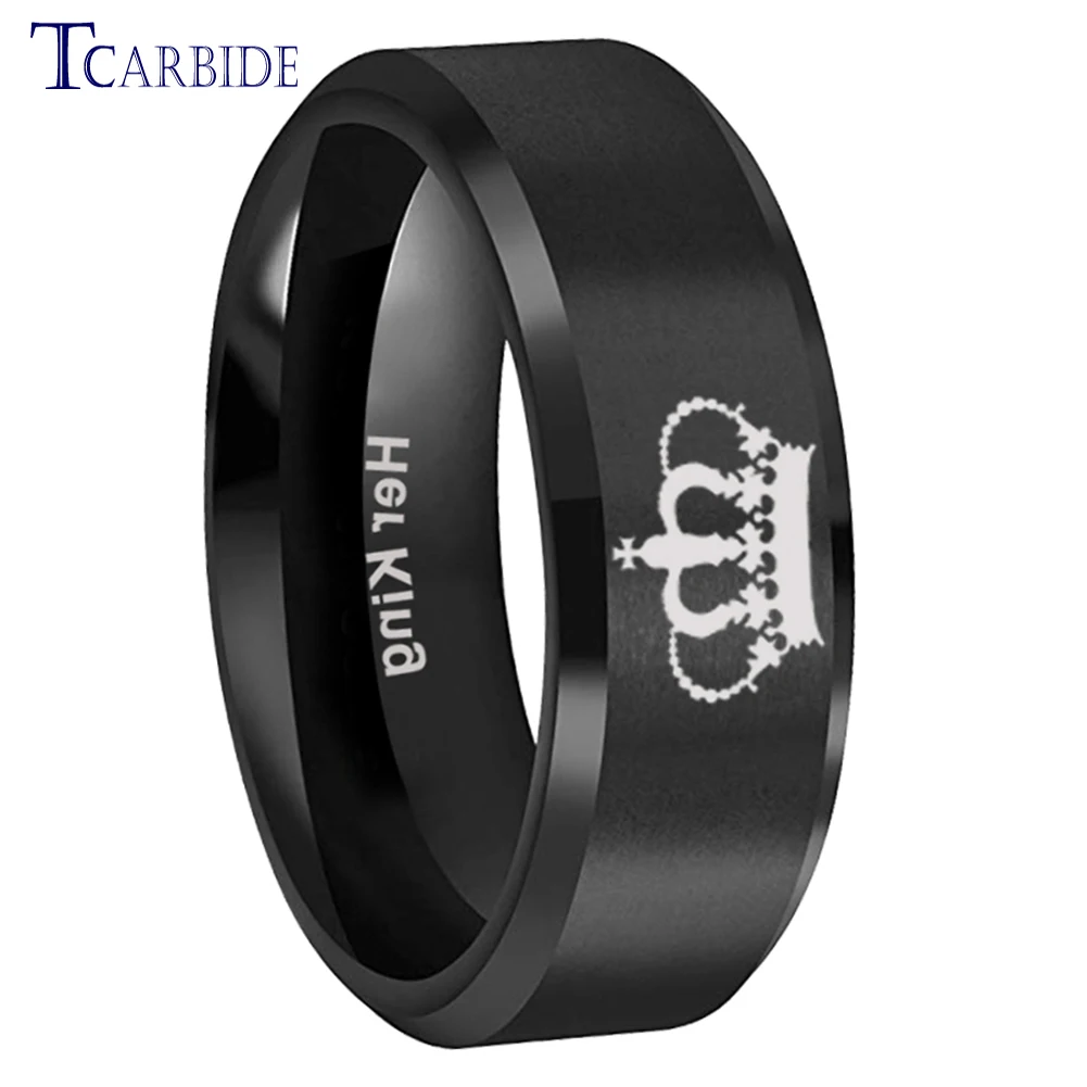 6 мм 8 черное обручальное кольцо для мужчин и женщин с вольфрамовым лазером ее