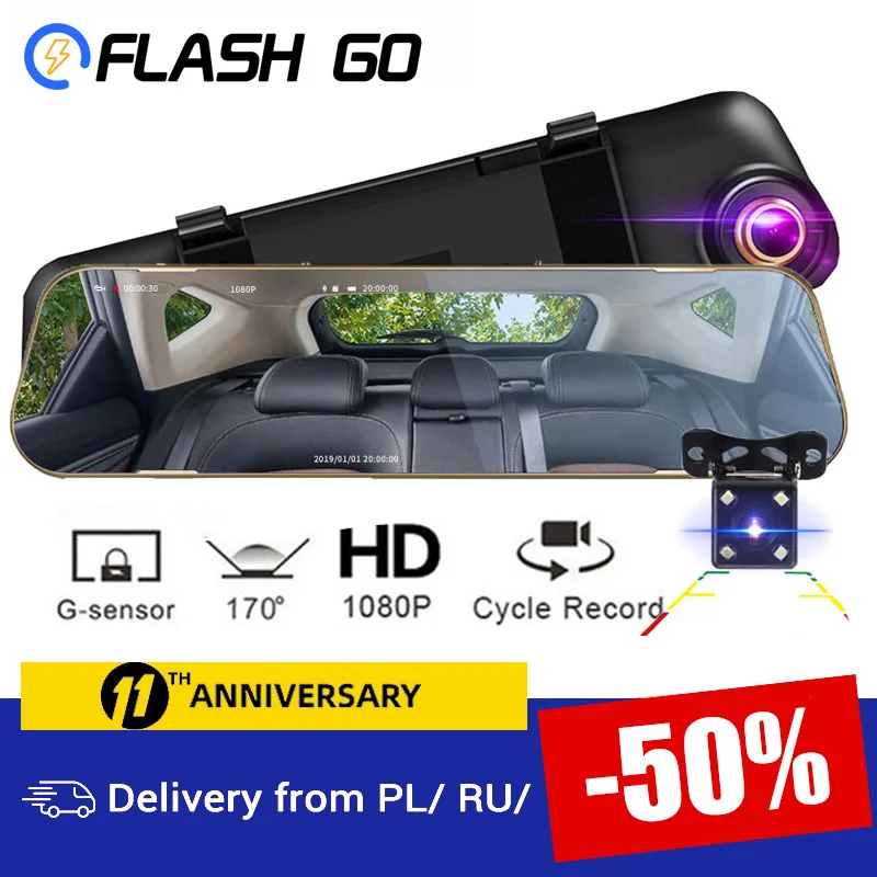 Car DVR Mirror Dash cam4.3" 1080P Car Rearview Mirror Full HD Dual Dash Camera Car Video Camera Dual Len Mirror Dashcam recorder