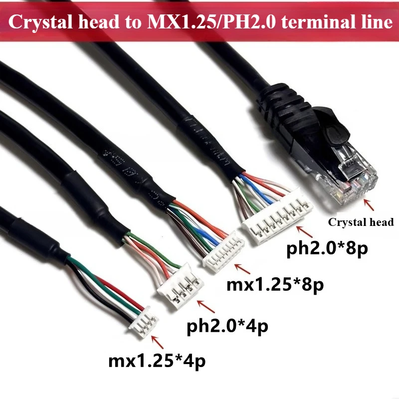Фото Сетевой кабель 100 Мбит/с, пятиклассный, RJ45 Crystal / RJ45 Female Rotor / XH2.54 / MX1.25 / PH2.0*4P/8P, с чистым медным проводом №2