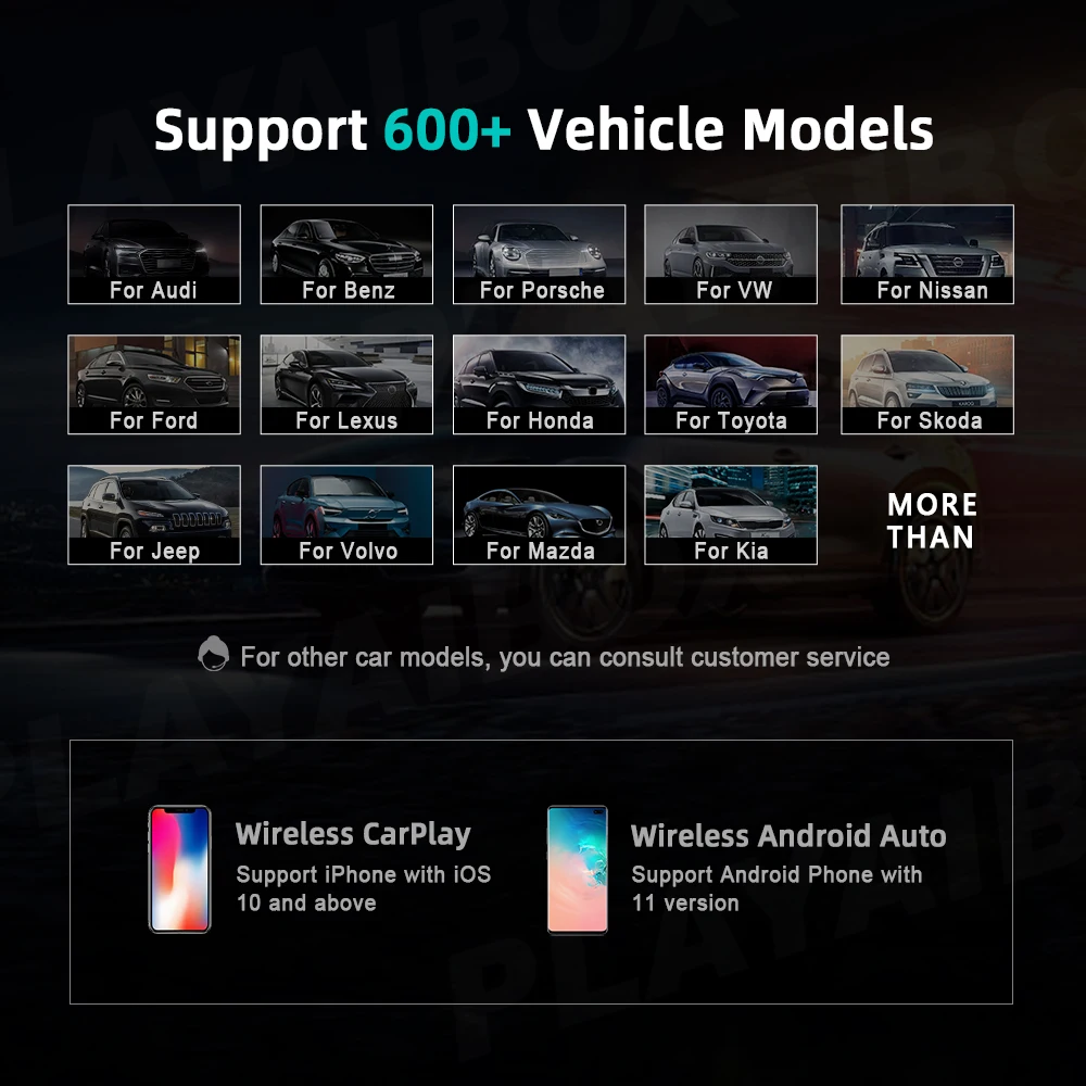 Carplay Spotify Netflix Iptv Tv box Android авто беспроводной Ai Box Автомобильная Мультимедийная