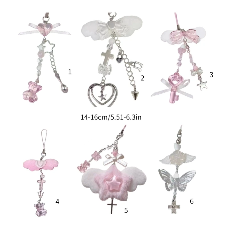 Брелок с бантом Крыло ангела из бисера Ремешок для телефона подвеской в ​​виде