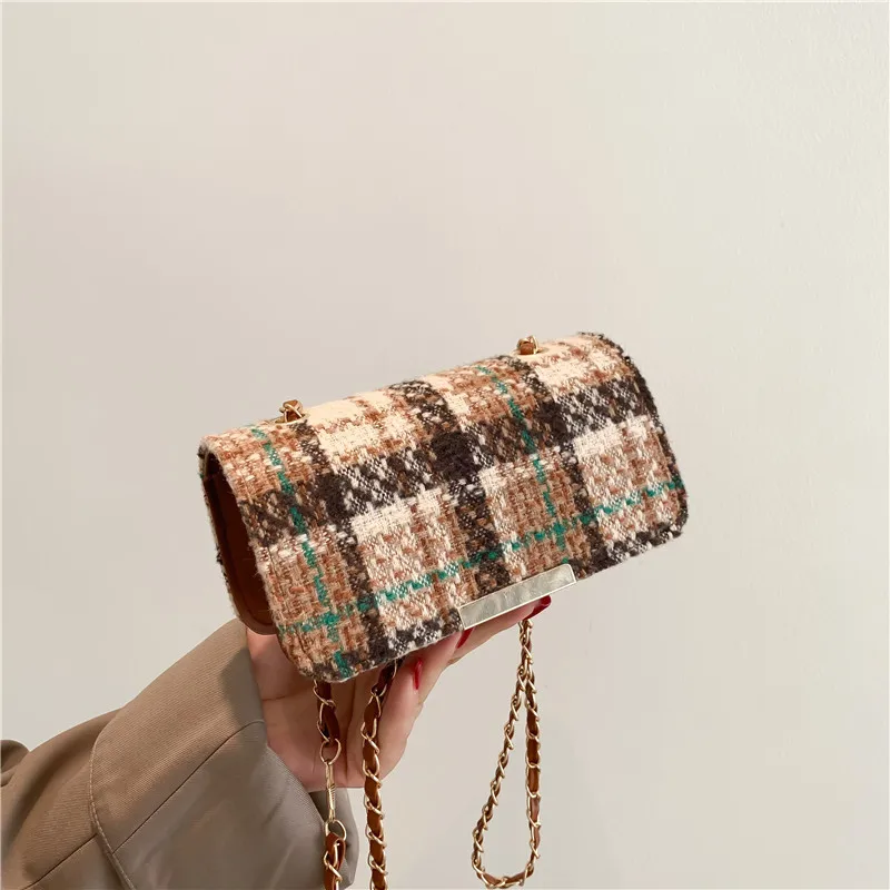 

Women 2022 New Simple Fashion Shoulder Bags Texture Chain Crossbody Bags Knitting Contrast Color Bags Luxury Brand Purse And Bag