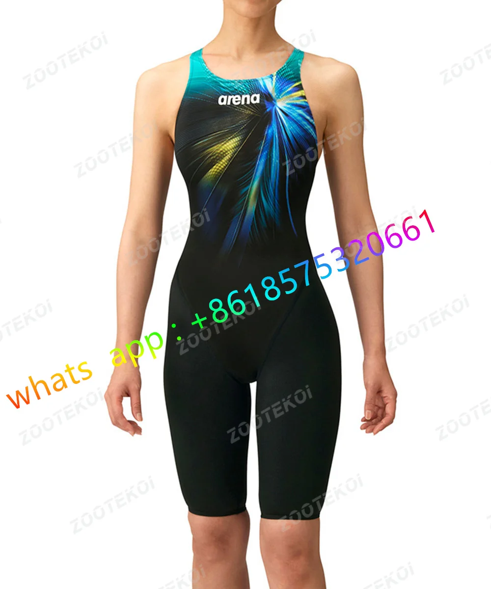 Women's Training Racing Swimwear One Piece Sports Comfort Swimsuits Professional Competition Knee Length Quick Dry Bodysuits