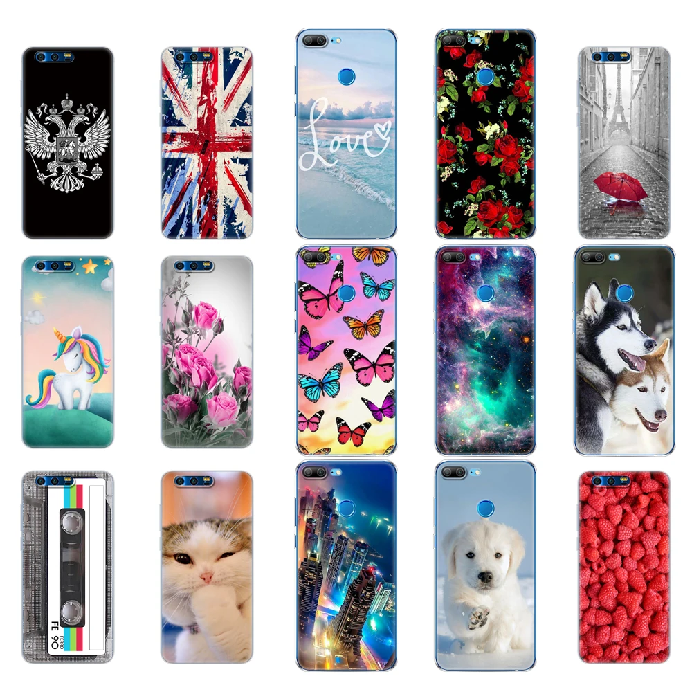 case for huawei honor 9 phone cover honor 9 lite soft tpu silicon back cover 360 full protective printing transparent coque dog