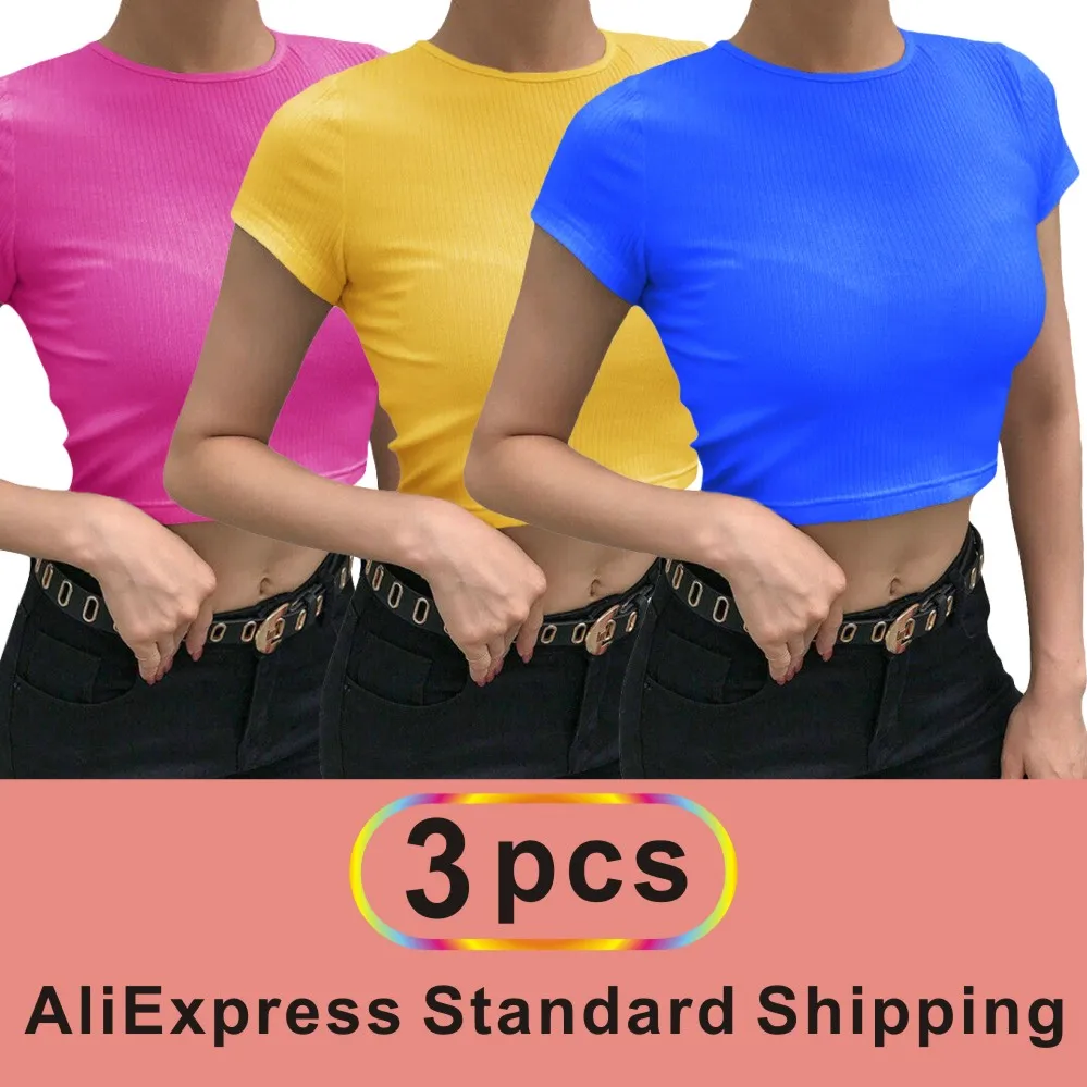 

Three piece Tank Top y2k clothes Short Sleeve O Neck Knit New Crop Top Basic Sexy Streetwear Summer Casual Women Ribber T Shirt