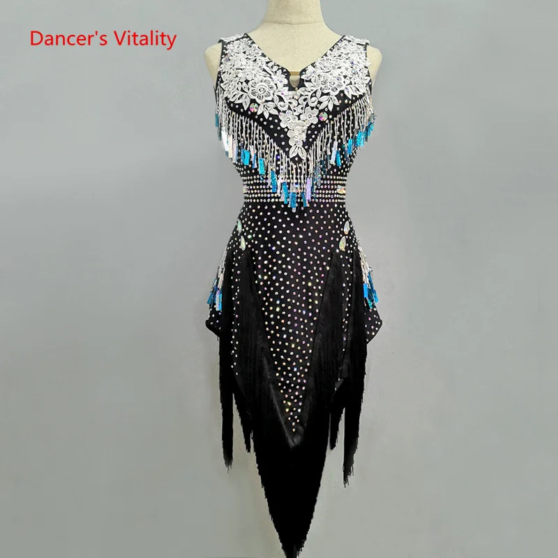 

Latin Dance Performance Dresses Customzied for Children Rumba Chacha Tango Dance Competition Costume Latin Dancing Wear Outfi