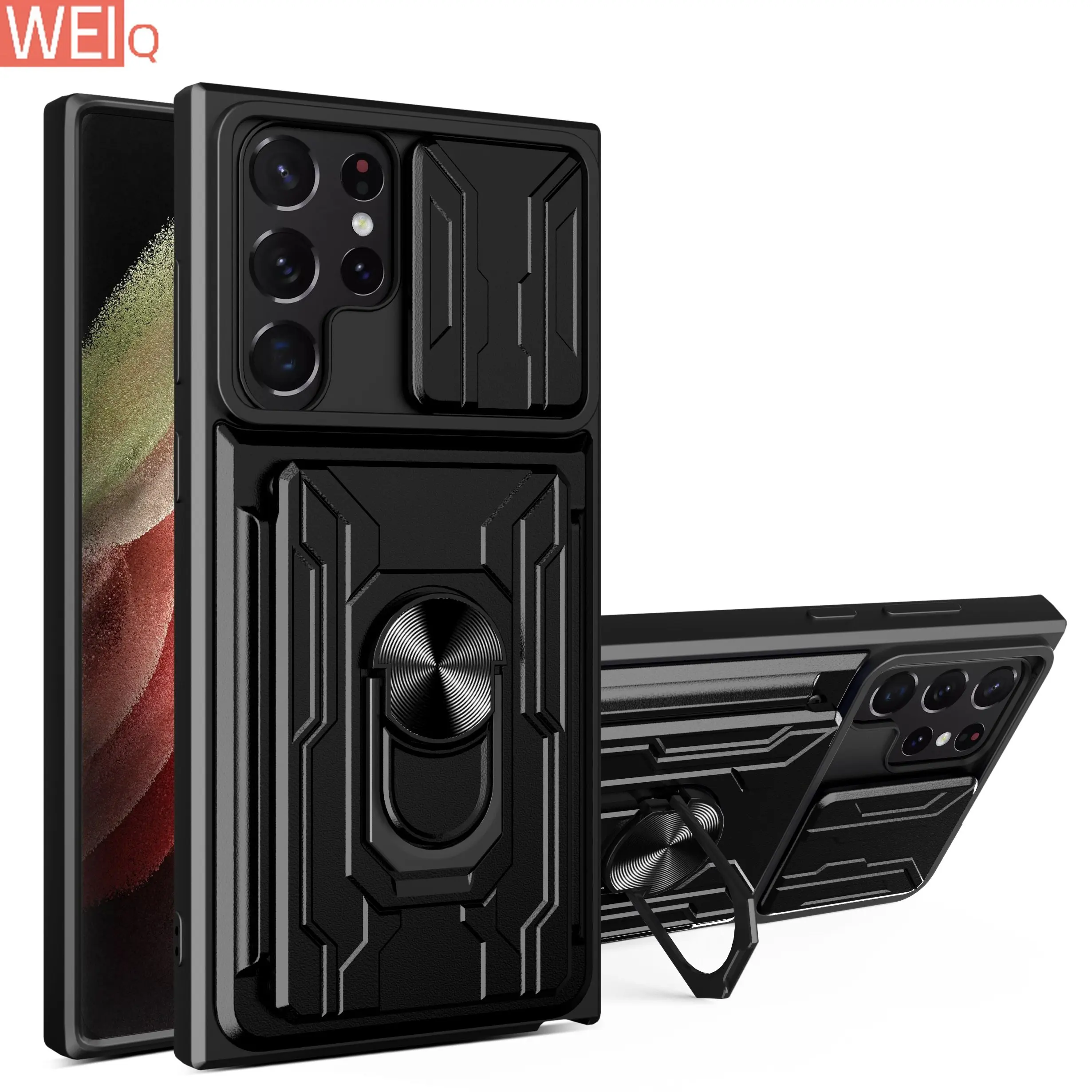 

Card Holder Camera Protection Magnet Ring Holder Phone Case For Samsung Galaxy S23 Ultra S22 S21 S20 Fe Note20 Ultra A52 A53 A54